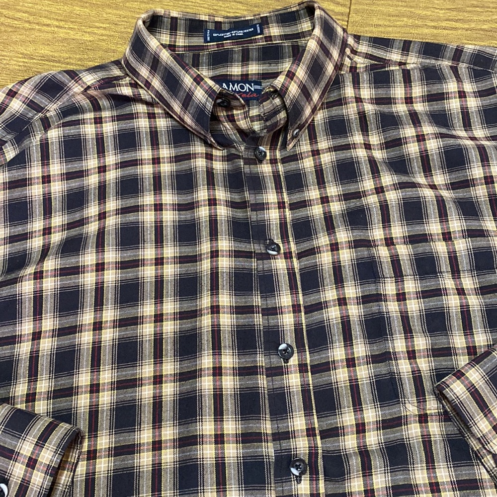 Damon Ra Vela XXL Button Down Brown Plaid Long Sleeve Soft Shirt